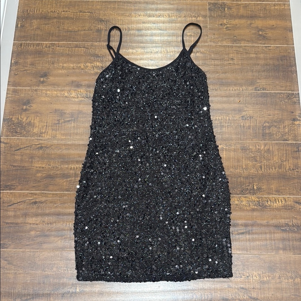 NWT. Elegant Black Sequin Dress